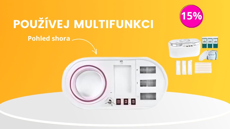 Multifunkční sada na depilaci voskem 270w. Pohled shora, je vidět pro které vosky lze používat.